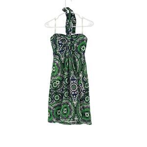 Shoshanna Halter Green Paisley Mini Dress‎ Size 4 Fairy Classic